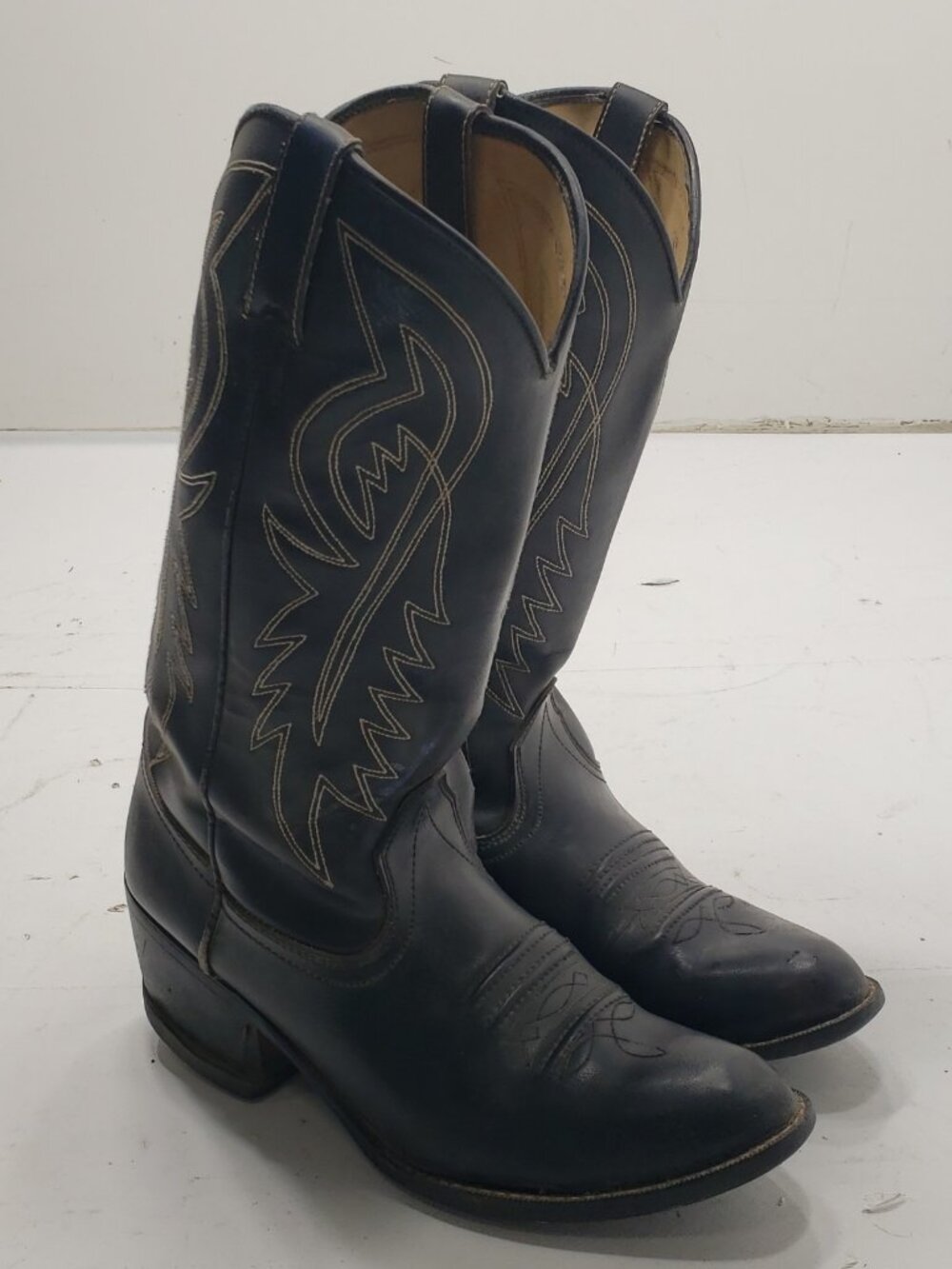 Vintage Ramrods Black Western Cowboy Boots Round Toe Pull On Size 9.5D?